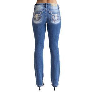 Miss Me Jeans Women Size 30x32 Blue Slim Boot Mid Rise   Aztec Longhorn  New